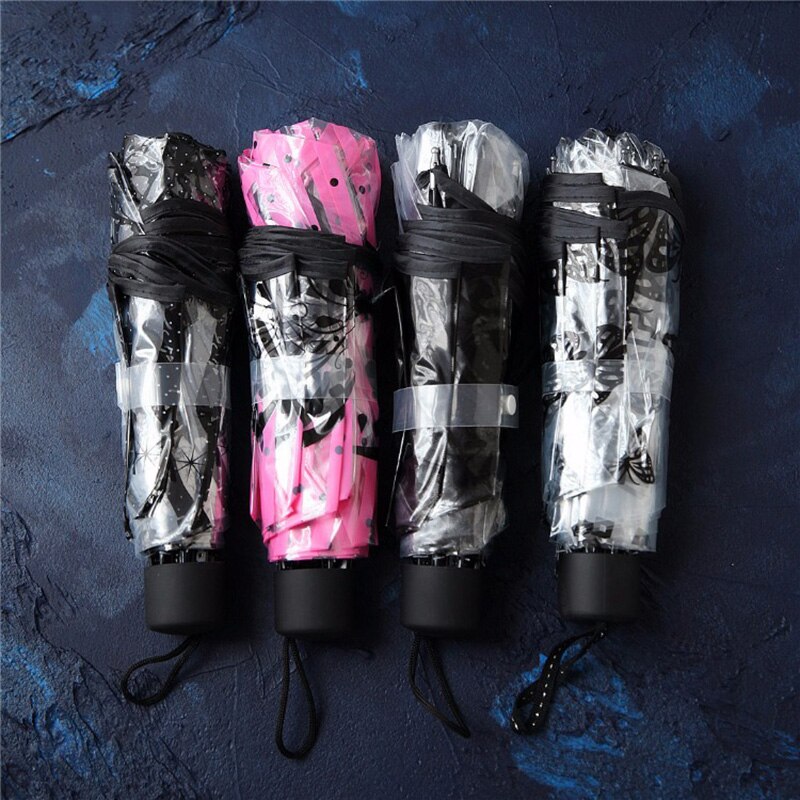 Gotycki styl kwiat przezroczysty bańka czarna parasolka wysoka widoczność na zewnątrz składana torba podróżna dla женщина