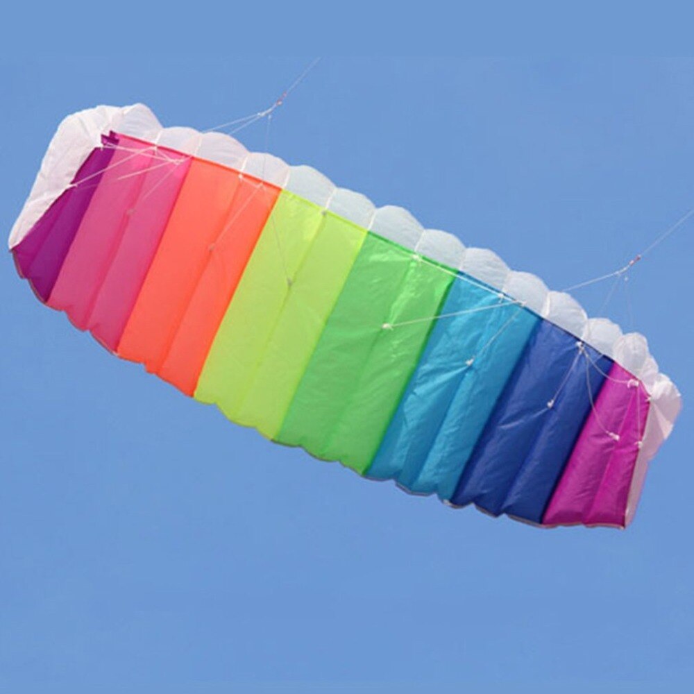1.4/2/2.7m Rainbow Dual Line Kitesurfing Stunt Parachute Soft Parafoil Surfing Kite Sport Kite Large Outdoor Beach Flying Kite