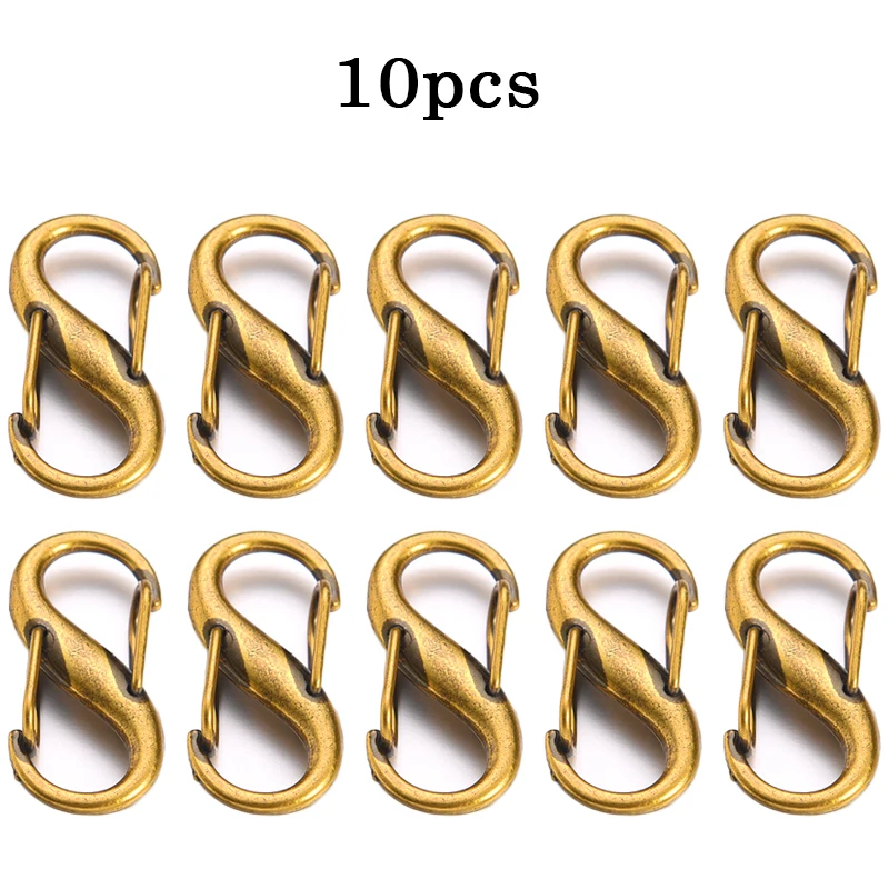 Fermoirs à ressort en métal, anneau torique, mousqueton ouvrable, porte-clés, anneaux, Clips de sac, crochet, chaîne de chien, connecteur de boucles pour bijoux à faire soi-même: Marron