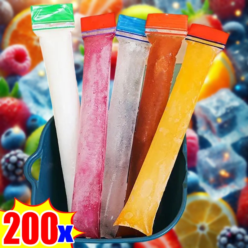 50-200 Uds. Bolsas transparentes para paletas de hielo, bolsas desechables para paletas DIY, helado, yogur, de verano, molde de tubo de hielo, herramientas de cocina