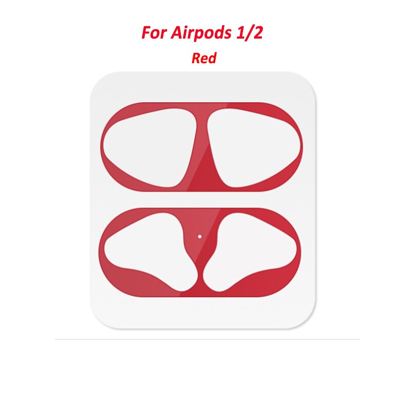 Para los airpods de Apple Pro 1 2 polvo de metal guardia etiqueta escudo film a prueba de polvo para airpod auriculares accesorios tierra de protección: airpod 1 2 red