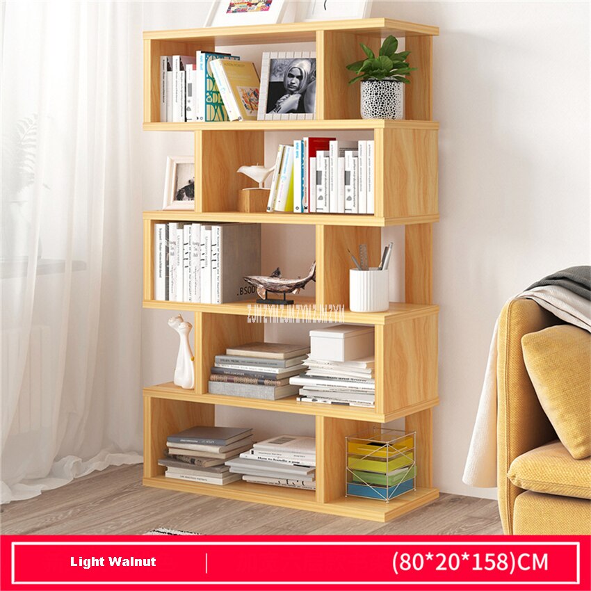 Living Room Space Saving Small Manmade Board Floor Bookshelf Bedroom Modern Simple Multifunctional Student Display Bookcase: B