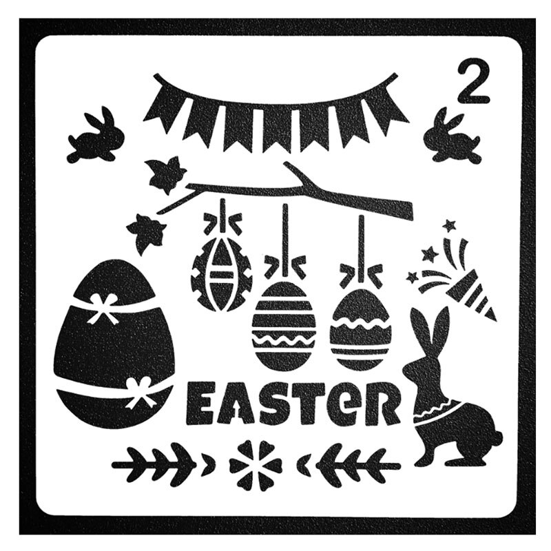 1Set Easter Stencils Happy Easter Skeleton Sketchpad Patterns Painting Template Decorative Reusable for Kids