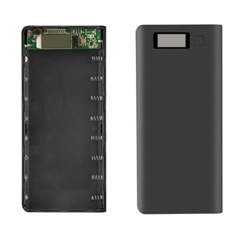 8*18650 Battery Holder Dual USB Power Bank Battery Box Mobile Phone Charger DIY Shell Case Charging Storage Case For Xiao mi: Black