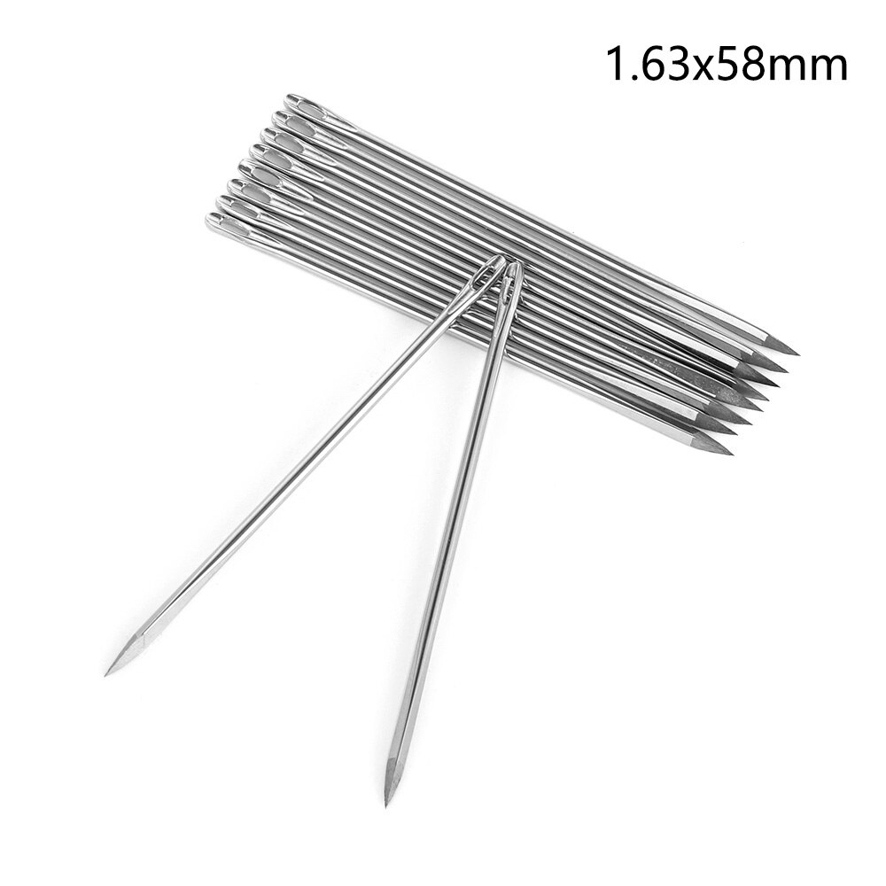 10 stk rustfrit stål formet stiftsøm håndarbejde gør-det-selv-læder trekantsnåle pels specialtilbehør til syværktøj: 1.63 x 58mm