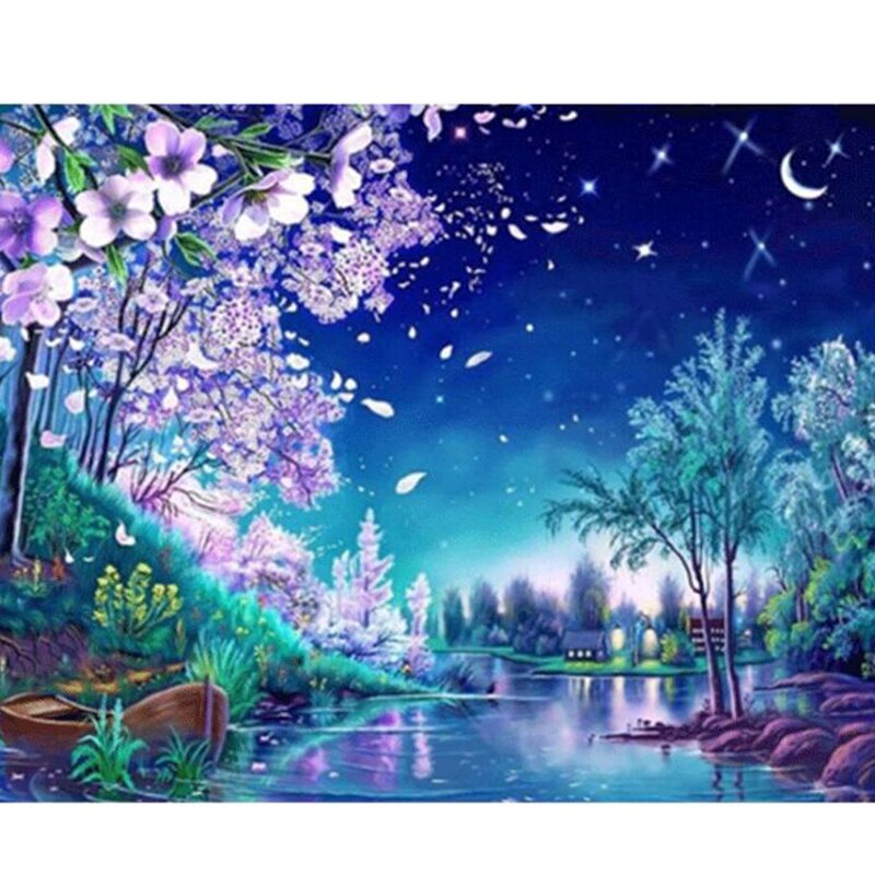 Full Square Diamond Painting Spring DIY 3d Diamond Mosaic Peach Tree Full Round Diamond Embroidery Cross Stitch Pink Flowers