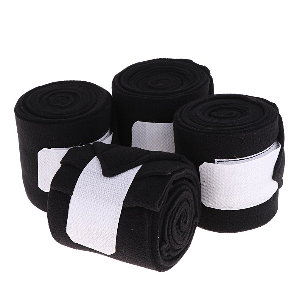 4 polo tasker heste pony leggings bandager tykkere fleece udendørs ridestøvler bøjler ben rideudstyr: Sort 4 stk