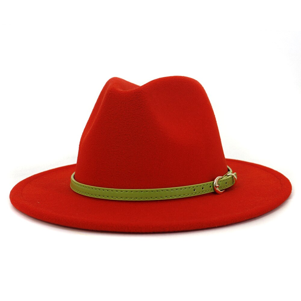FS – Chapeau Fedora en feutre de laine pour homme et Femme, casquette à large bord, Vintage, Trilby Jazz, pour Couple, collection hiver et automne: Orange