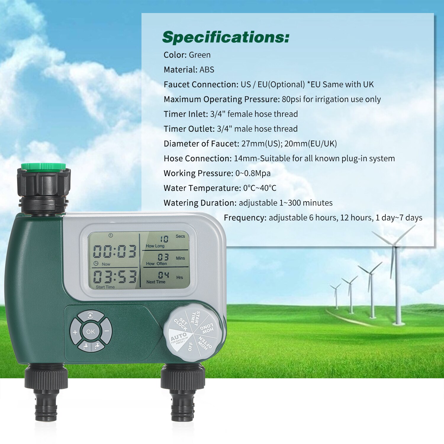 Schlauch Wasserhahn Timer draussen-Batterie Betrieben Automatische Bewässerung Sprinkler System Bewässerung Regler mit 2 Auslauf Garten Pflanzen