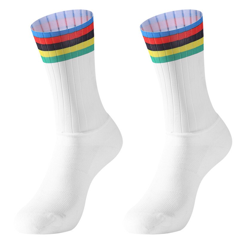 Mærke cykelsport sokker beskytter fødder åndbar fugtspredende sokker cykelsokker cykler sokker: Hvid