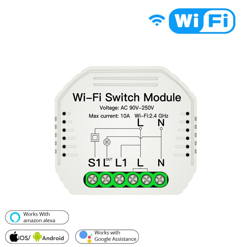 1/2/4 Pcs Hidden Smart Switch Smart Life/Tuya APP 1/2 Way 90-250V WiFi Switch Module With Alexa Google Home Smart Home: 1pcs