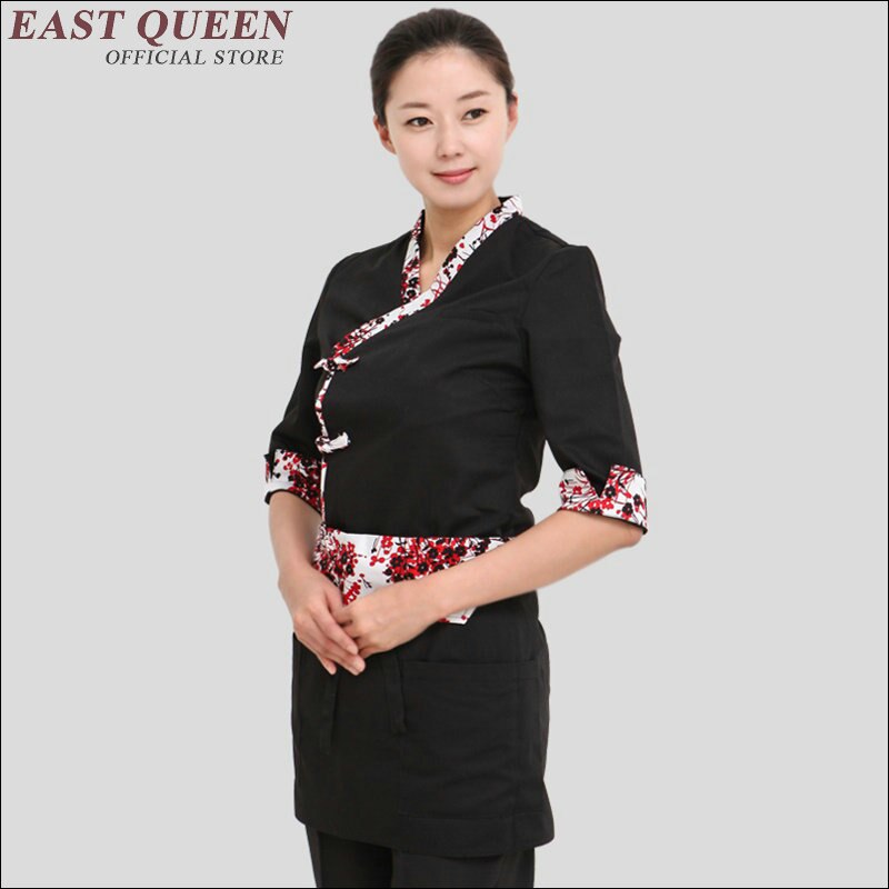 Madservice catering tøj kvinder sushi kok uniform restaurant servitrice uniformer japansk restaurant uniformer  aa1401