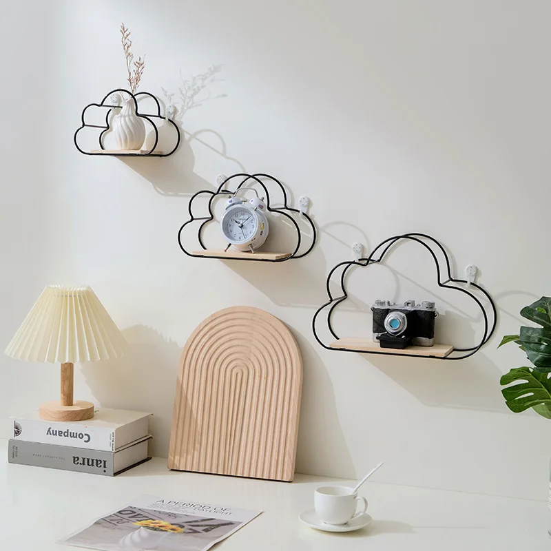 Kreative Wolke Eisen Regal Zauberstab Regal Holz Schindel nordisch Stil Dekoration freundlicher Zimmer Dekoration Anzeige-ständer