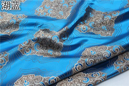 Cf581 1 meter blå / rød / lilla / grøn kinesisk silke jacquard brokadestof kinesisk stil qipao tang dragt stof sædehynde klud: Søblå 1 meter
