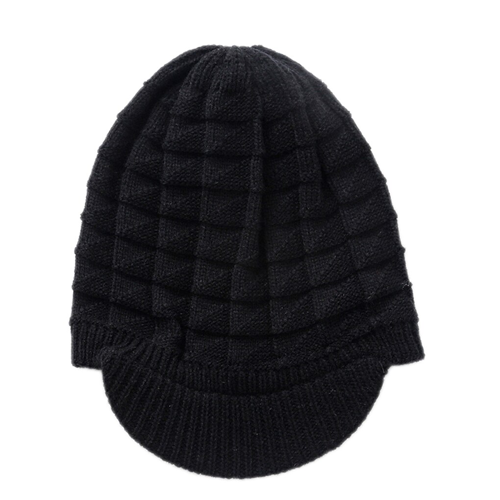 Bonnet avec visière pour femme, casquette ample et chaude, couleur unie, style décontracté, pour l&#39;hiver: black