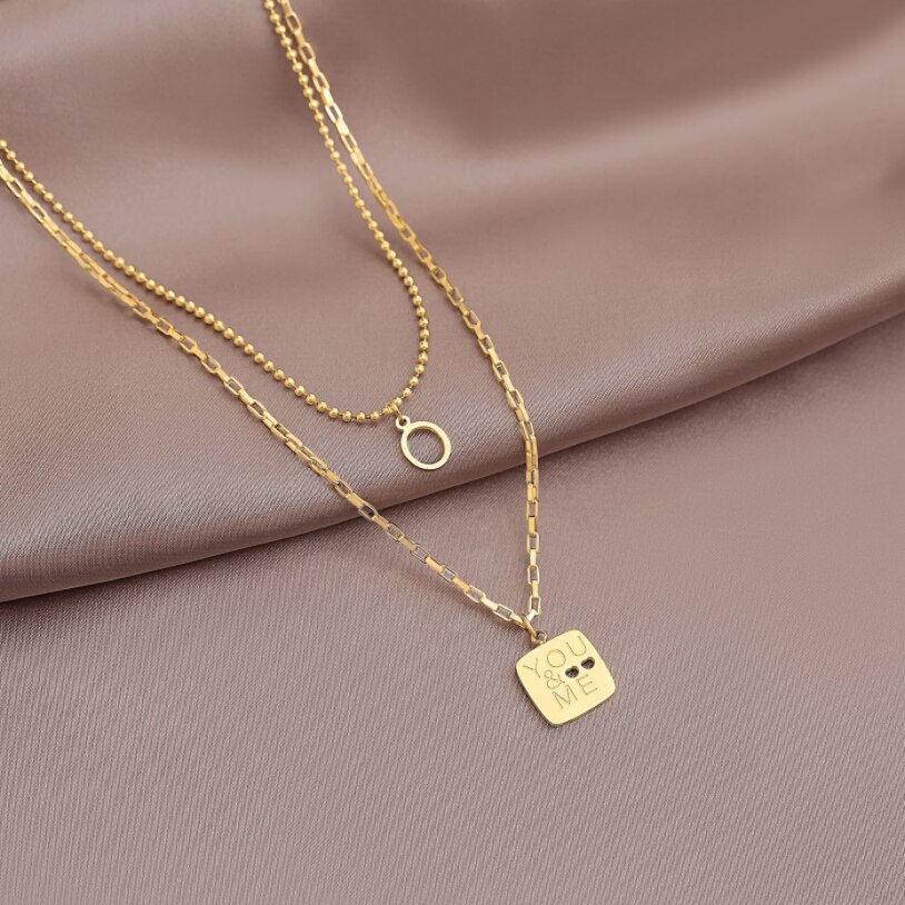 316l stainless steel new jewelry hollow heart shape she & me charms chain choker necklaces pendants for women girlfriend