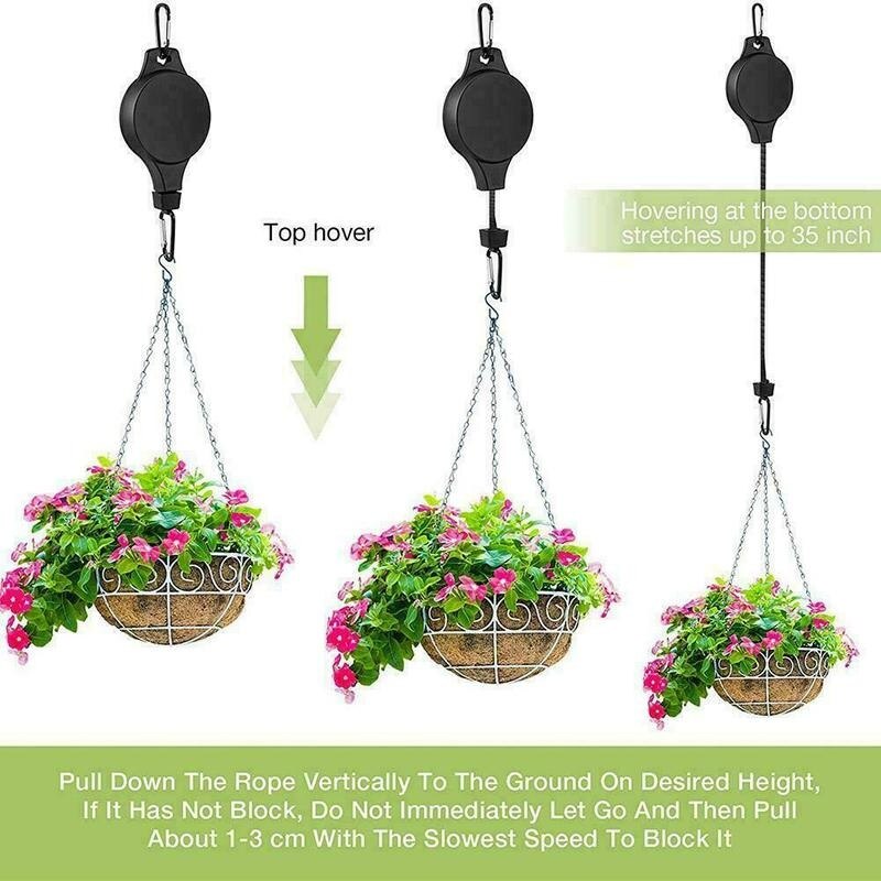 Plant Katrol Hanger, Intrekbare Plant Haak Katrol, Verstelbare Heavy Duty Plant Opknoping Katrollen Voor Tuin Manden Vogel Feeder