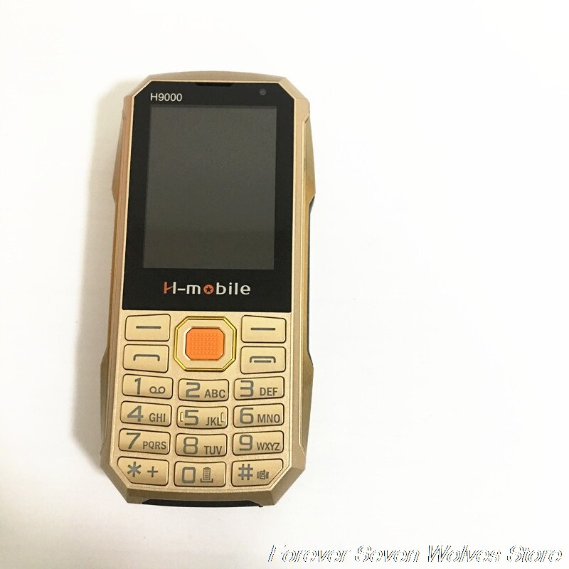 H-Mobile H9000 Push-button Cell Phones With FM Java Bluetooth 20000mAh Dual Camera Super Torch Magic Voice Mobile: Phone and battery / gold