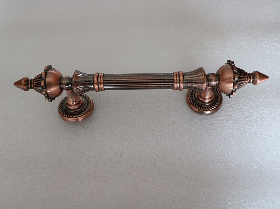 1PCS ancient wooden door bronze handle, European style villa hotel retro door pull and push handle, glass door antique handle: red bronze 35cm