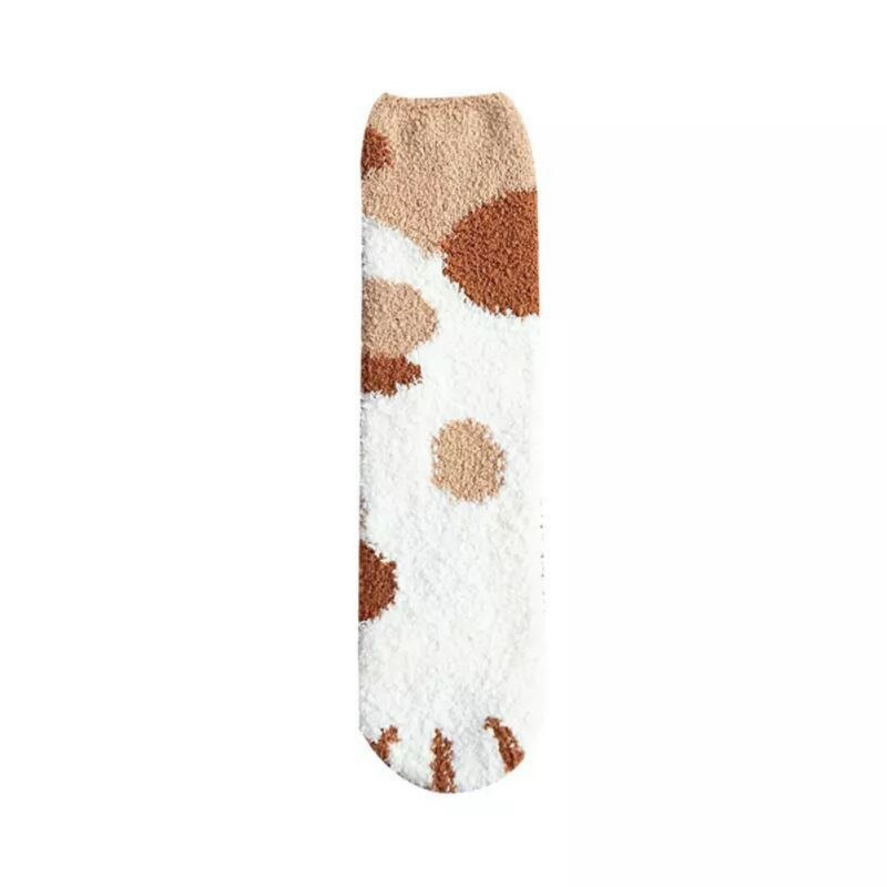 Winter Katze Krallen Nette Starke Warme Schlaf Boden Socken, Plüsch Korallen Vlies Socken Weibliche Rohr Socken: D
