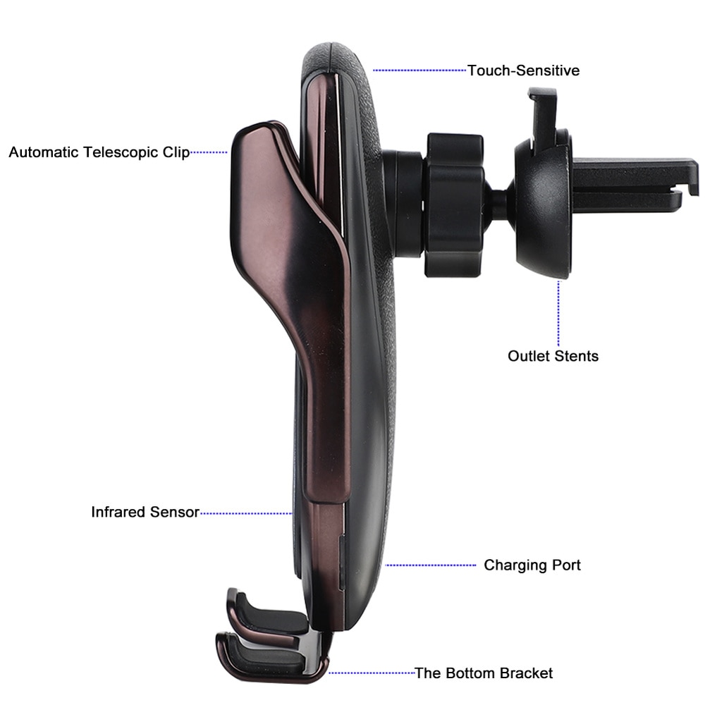 Wireless Car Charger R2 10W Auto Clamp Fast Charging Infrared Induction Car Phone Holder Mount for iPhone Huawei Samsung