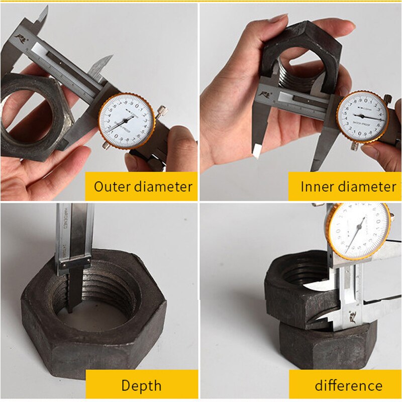 High Precision Shockproof Caliper With Watch Stainless Steel Material 150/200/300mm Industrial Grade Dial Calipers