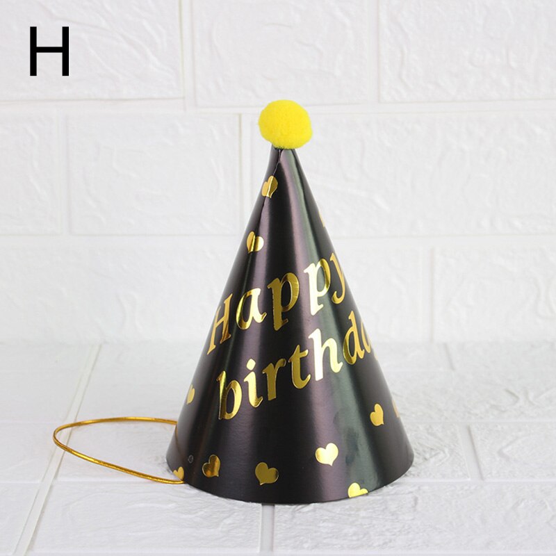 1Pc cappelli per feste di compleanno con cono di carta in peluche per bambini ragazze ragazzi Baby Rainbow Series cappellini per cappello di compleanno per bambini: H