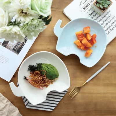 Children's plate cartoon cute plate fruit salad plate home Western sushi snack dish dish ceramic plate