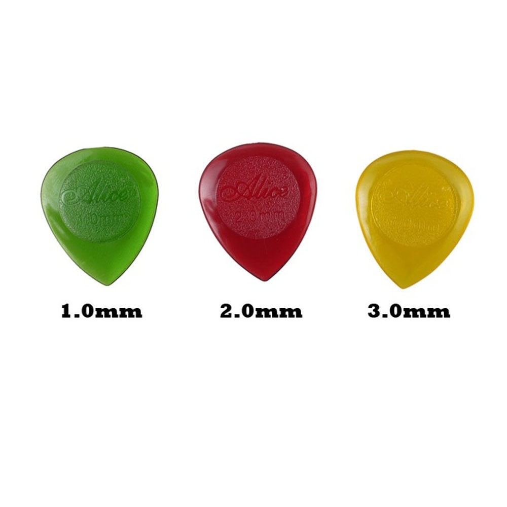 30 st alice gitarr bashackar hållbara genomskinliga ren färg vatten plectrum mix 1.0mm 2.0mm 3.0mm tjocka gitarrdelar
