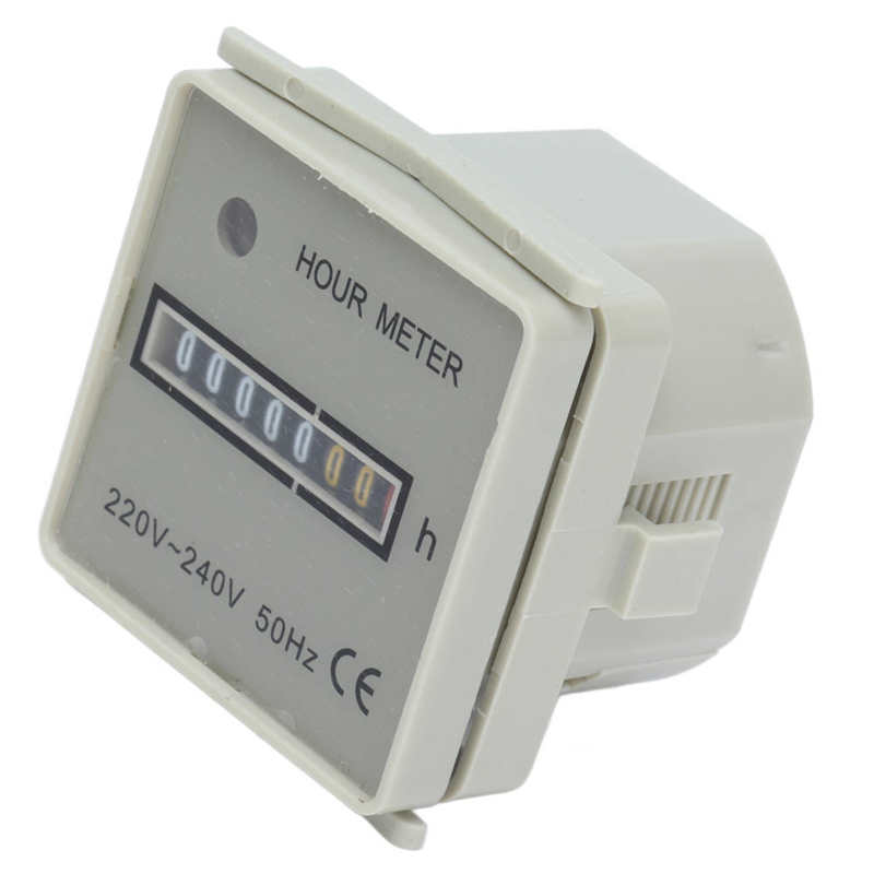 Hour Meter Mechanical Hour Counter Industrial Timer with Indicator HM‑2/UWZ48 220-240V 0.3W Hour Meter with Indicator