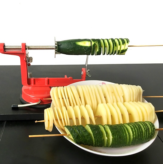 Elektrische Tornado Aardappelsnijder, Automatische Aardappel Spiraalsnijder, Roestvrijstalen Aardappel Chip Toren Machine, Elektrische Aardappel Tornado Snijmachine voor Fruit, Aardappelen