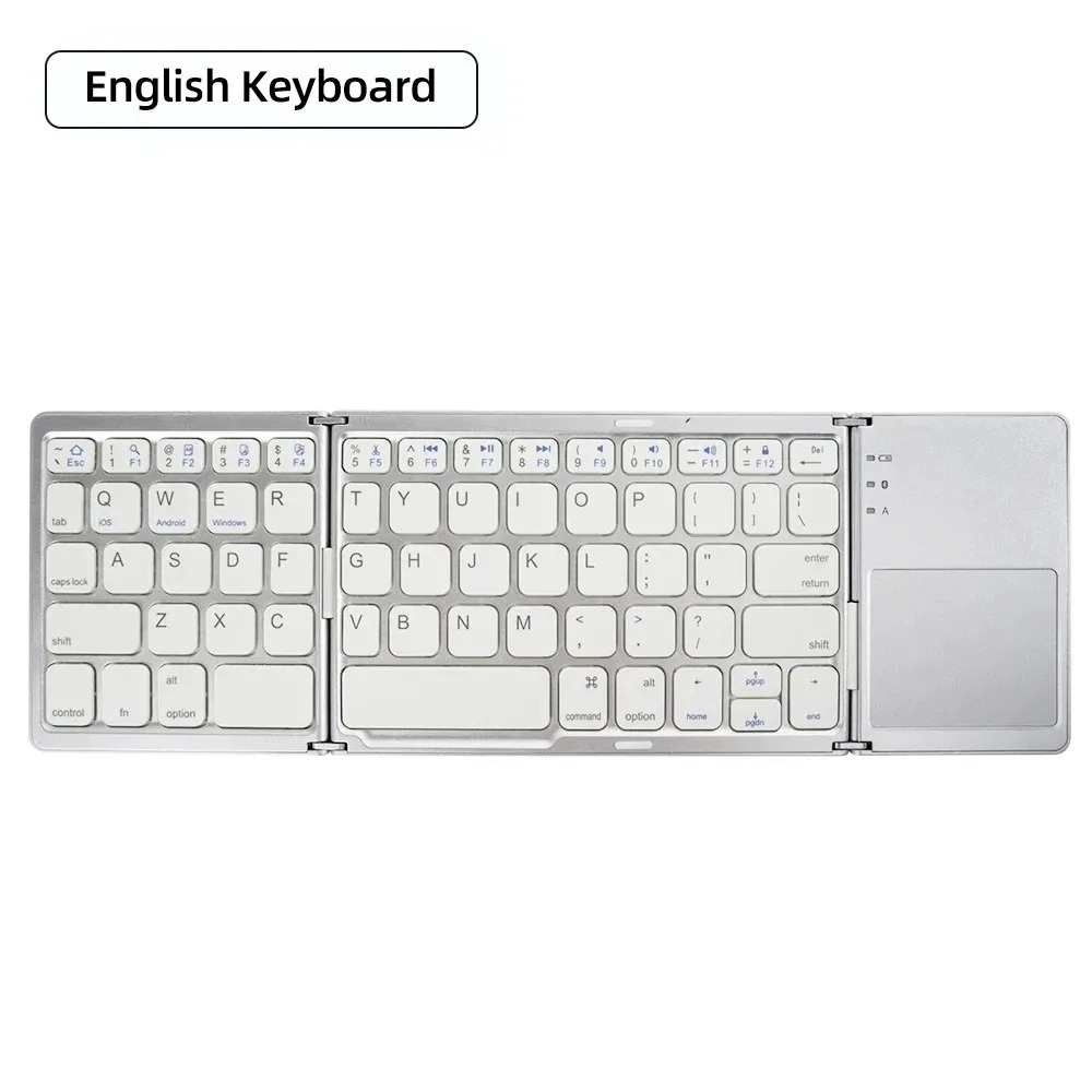 Mini Keyboard Wireless Folding Keyboard Bluetooth Foldable Keyboard With Touchpad for Windows Android iPad Phone Rechargeable: BROWN