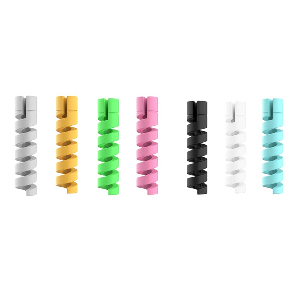2-10Pcs Cable Protector Winder Wire Cord Organizer Cover for iphone USB Charger Cable Cord Spiral USB Cable Protection: 10pcs green