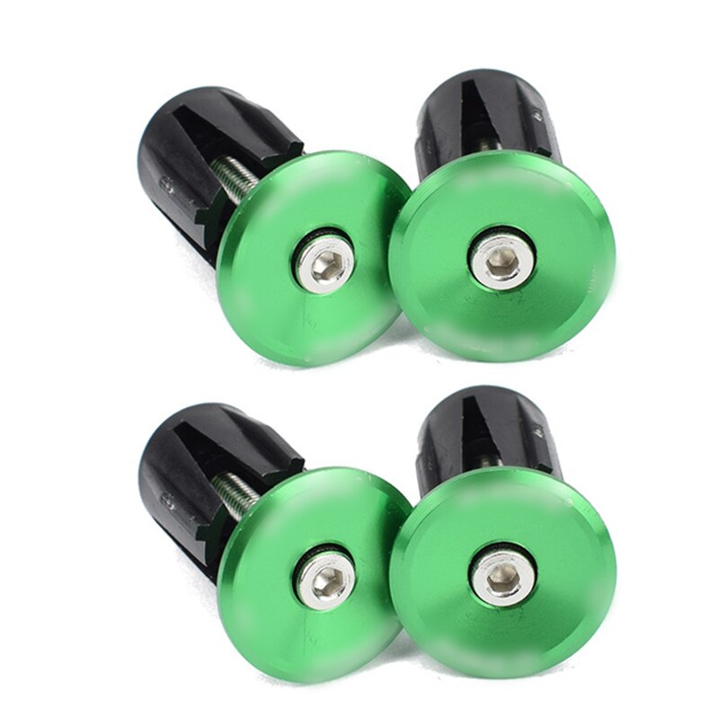 2 Pairs Bike Grip Handle Bar End Cap Aluminium Alloy MTB Handlebar Grips Plugs Caps For Bicycle Handlebar Accessory: 2 pairs green