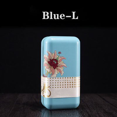 Mini Portable Universal Tea Square Can Storage Tinplate Box Packaging Jar: Blue-L