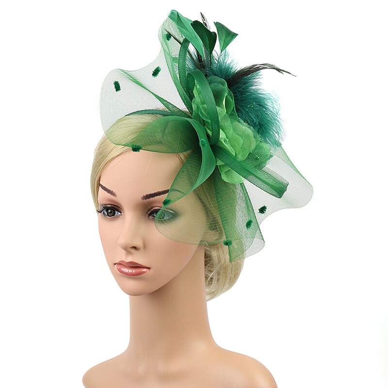 Fascinators Hat Flower Feather Net Mesh Kentucky Derby Tea Party Headwear with Hair Clip and Hairband for Women Purple Red Green