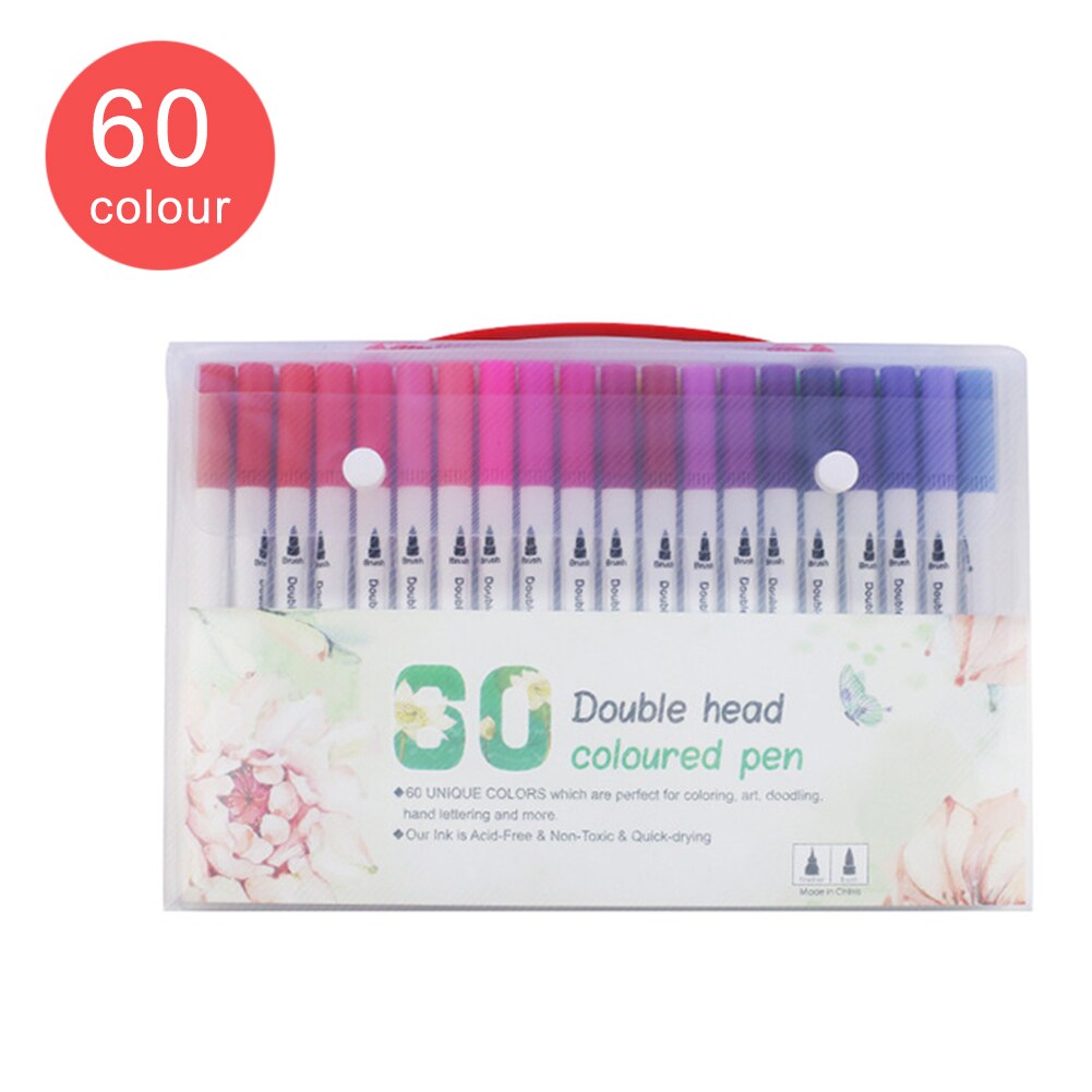 100 Colors Set Dual Tip Drawing Painting Watercolor Art Marker Pens Brush Pen For School Supplies Stationery: 60 Colors