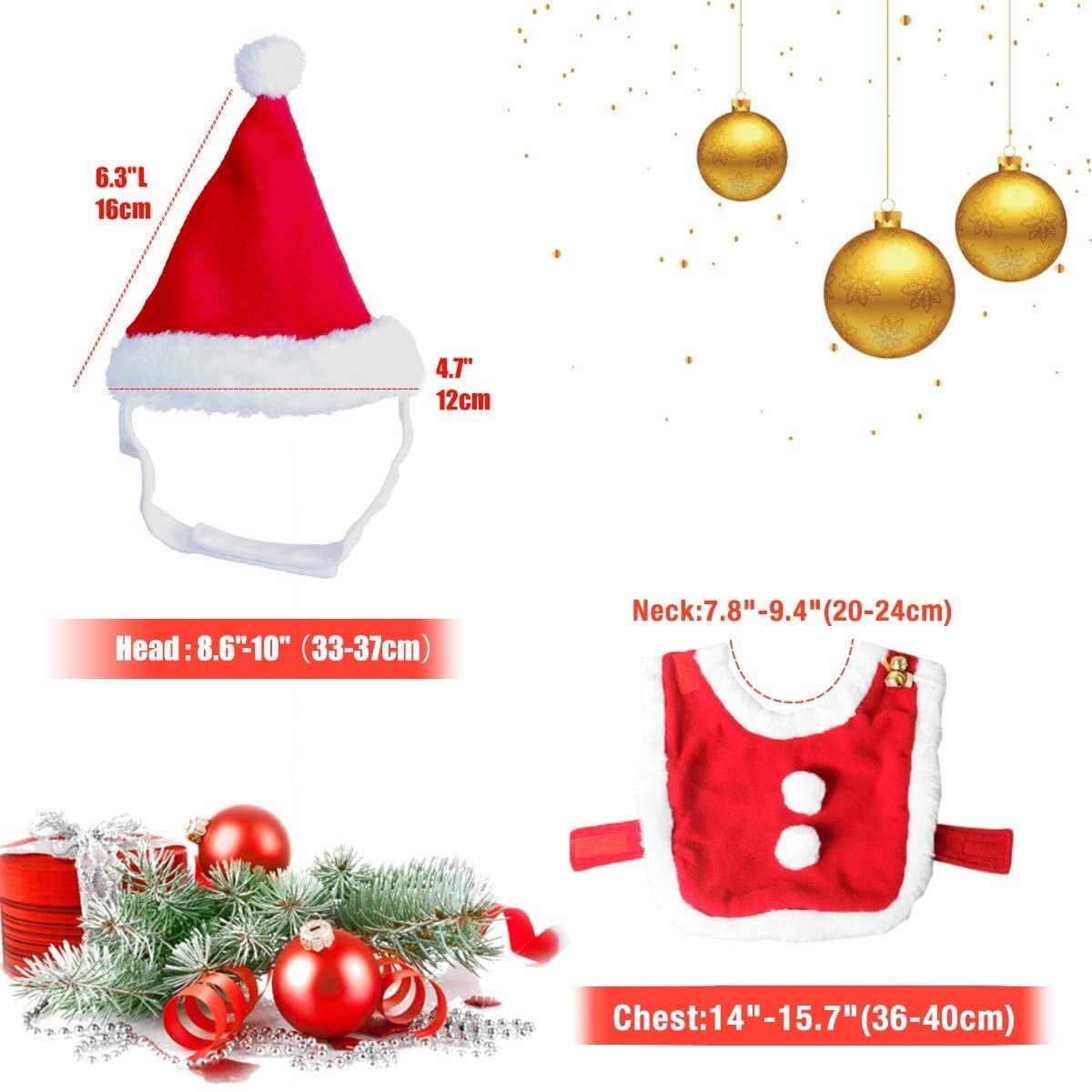 deguisement noel chien deguisement chien Costumes de noël pour animaux de compagnie, costume de père noël, chapeau pour chien et chat, cape, vêtements amusants pour animaux de compagnie, convient aux petits et moyens c