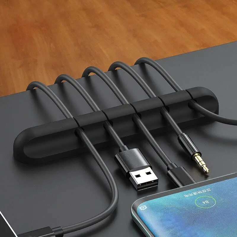Cable Organizer Silicone Cable Clips Cable Management Cable Winder Desktop Tidy Manager Mobile Phone Data Cable Organizer