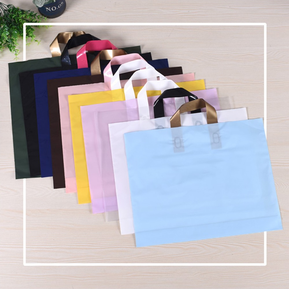 5Pcs Plastic Merchandise Bags With Handles Retail Clothing Shopping Bags Reusable Bags Boutique Bags Take Out Bags