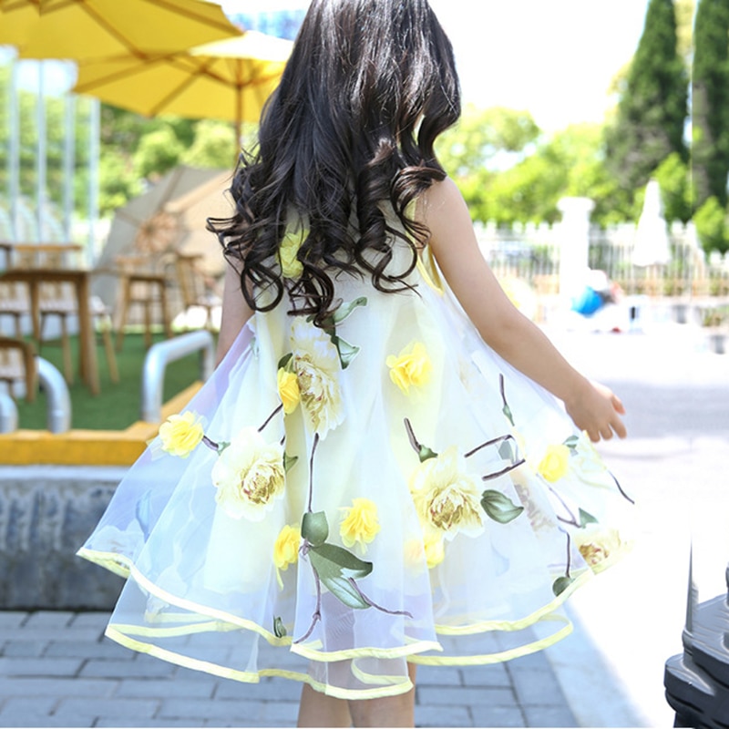 Summer Sleeveless Dresses For Baby Girls Flower Princess Vestidos Children's Casual Floral Clothing Toddler Outfits 4-10Y