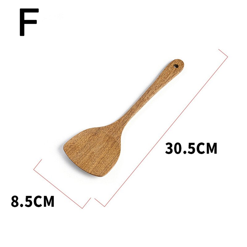 Duurzaam Eco-vriendelijke Houten Spatel Hittebestendige Non-stick Natuurlijke Houten Koken Lepel Rijst Scoop Keuken Kookgerei: F