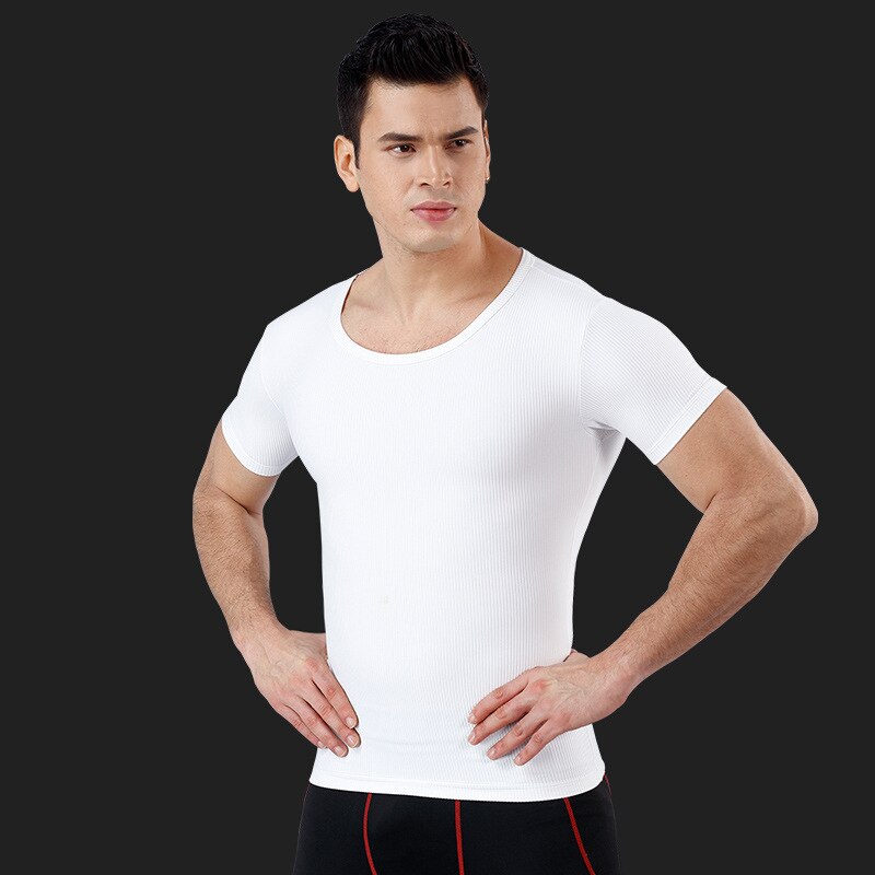 Mannen Borst Tummy Shirt Corset Mannelijke Buik Buik Voor Corrector Compressie Body Building Slanke Ondergoed Shapewear Zwart Wit