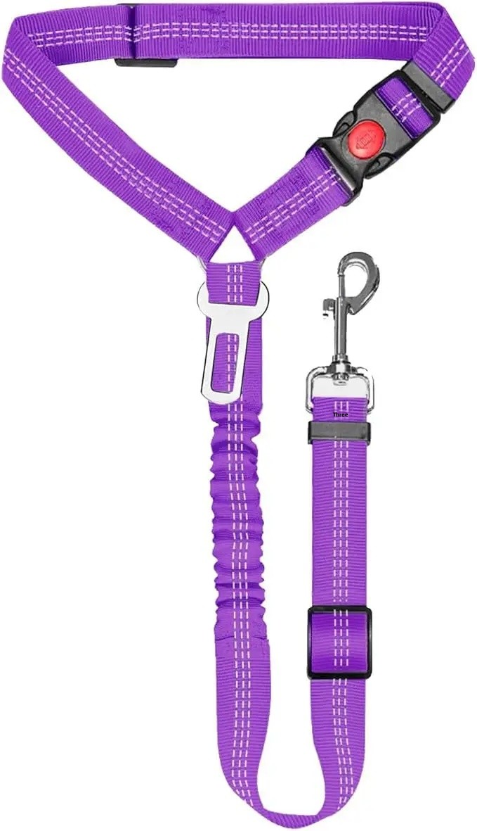 Metal Buckle Dog Leash Retractable Safety Belt Pet Collar Car Mounted Dog Rope Gold Buckle Dog Dog Leash Home Supplies: PURPLE