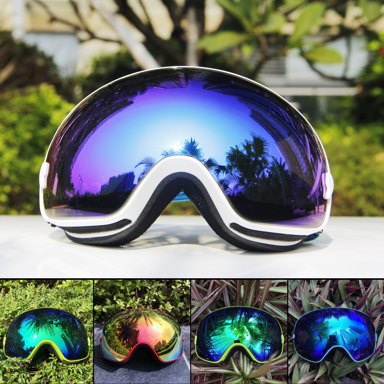 Queshark Mannen Vrouwen Skibrillen Dubbele Lagen UV400 Anti-Fog Grote Ski Masker Skiën Bril Sneeuw Snowboard Goggles Eyewear met Zak