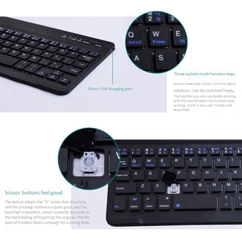 Clavier Bluetooth 8 pouces clavier sans fil pour iPad ALLDOCUBE Teclast HuaWei tablette pour gagner le système Android Ios