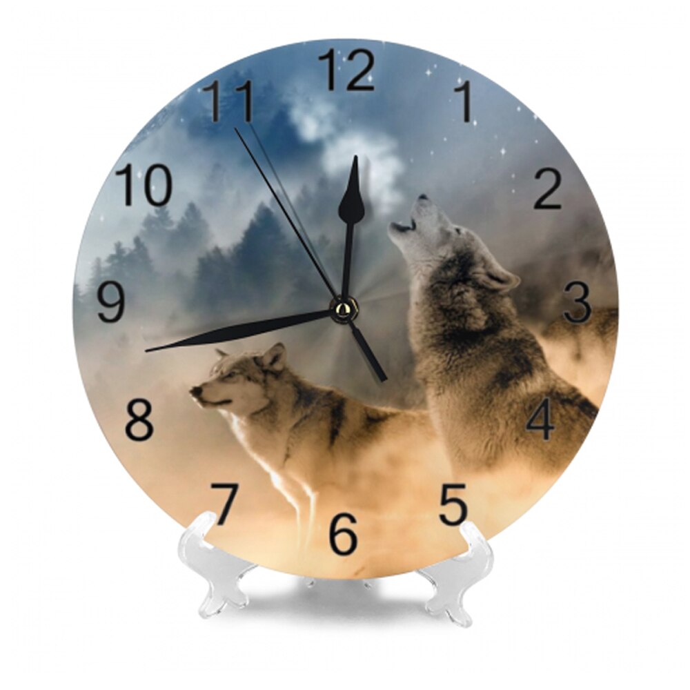Wolf Wall Clocks Numeral Digital Dial Mute No Ticking Slient Battery Operated Kitchen Clocks Kitchen Wall Decor for Livingroom: SZA1424