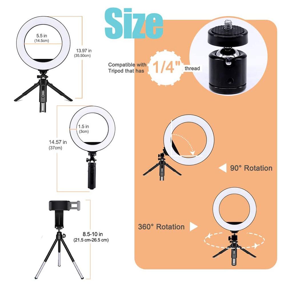 14 Inch Ring Licht Met Uitschuifbare Statief Stand Led Camera Selfie Licht Ring En Telefoon Houder Voor Video Fotografie