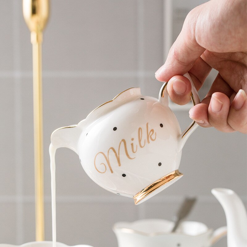 Japanese Style Cute Coffee Cup Saucer Set Tea pot Milk Jug Sugar Pot Tea Tray Set Reusable Latte Cappuccino Cups 180ml: Milk Jug