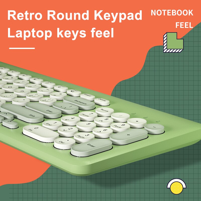 EAOR 2.4G Wireless Gaming Keyboard and Mouse Set Round Keycap Silent Wireless Keyboard Mouse Combos for PC Gamer Desktop Laptop